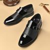 Fashion Italian Buckle Loafers Man Slip On Dress Shoes Stylish Leather Casual Shoes Elegantes Male Business Shoes Leisure Walk Footwear