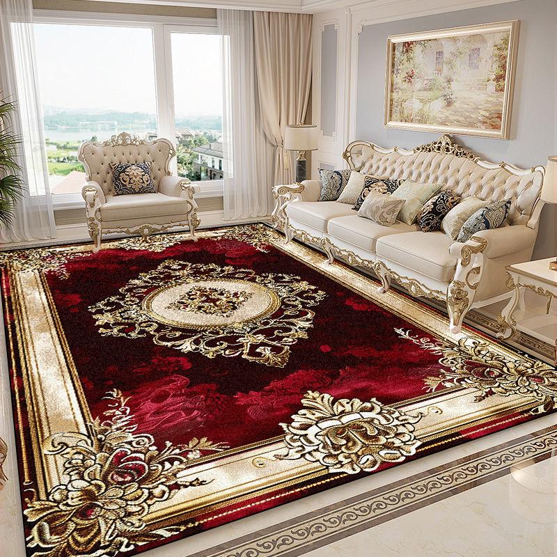 Luxurious Retro Rugs for Living Room European Style Sofa Area Non-Slip Floor Mat Bedroom Cloakroom Soft Carpet