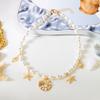 Trendy Elegant Imitation Pearl Metal Pendant Necklace for Women Ocean Shell Starfish Conch Choker Necklace Vacation Jewelry Gift
