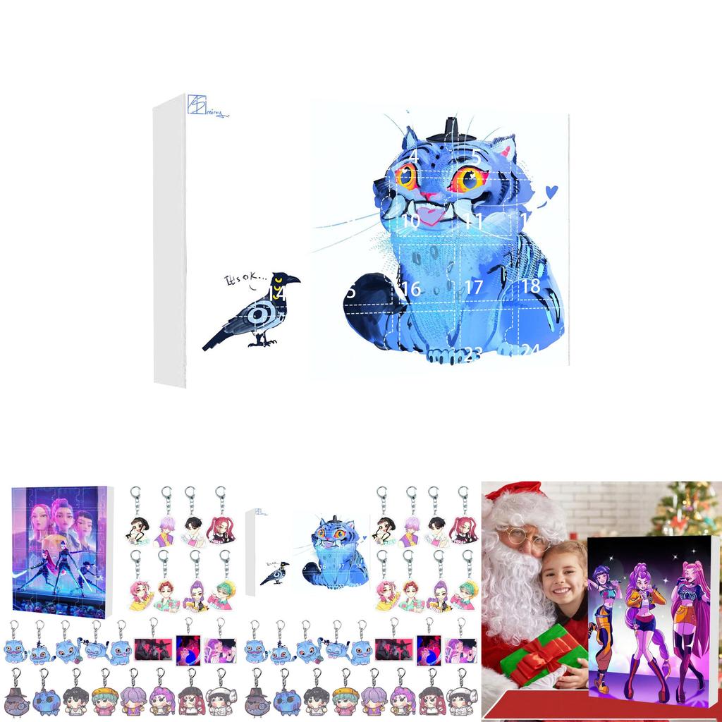 Kpop Girl Group Christmas Countdown Calendar Acrylic Bag Charm With 24 Pieces For Holiday Decor
