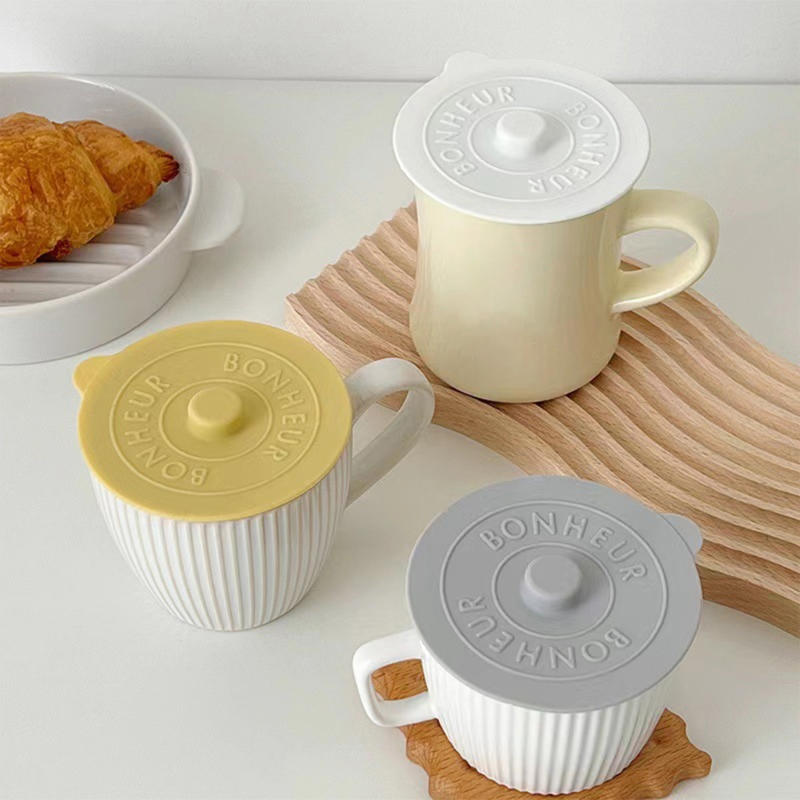 Creative Silicone Drink Cup Lids Round Mug Cover Reusable Anti Dust Drink Coffee Cup Covers