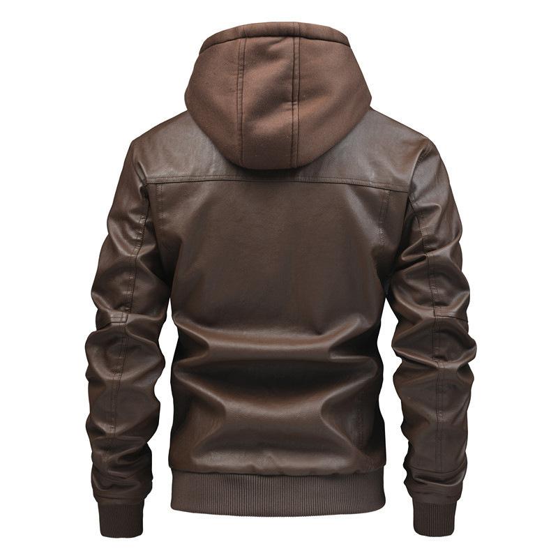 Men's casual pu leather jacket trendy jacket ozon European and American size spring and autumn leather jacket