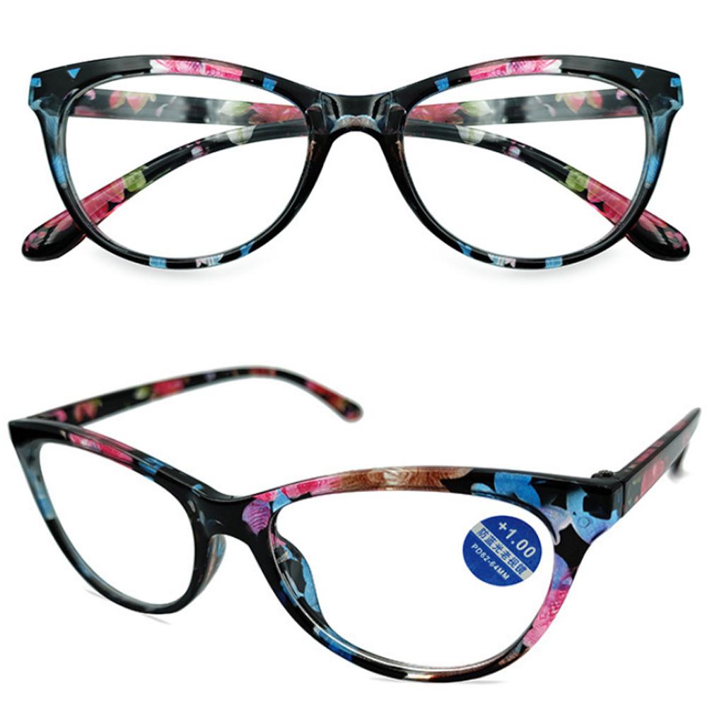 Anti-Blue Light Ladies Floral Reading Glasses Fashion Printing Presbyopia Eyeglasses Glassware With Degree +1 +1.5 +2 +2.5 +4