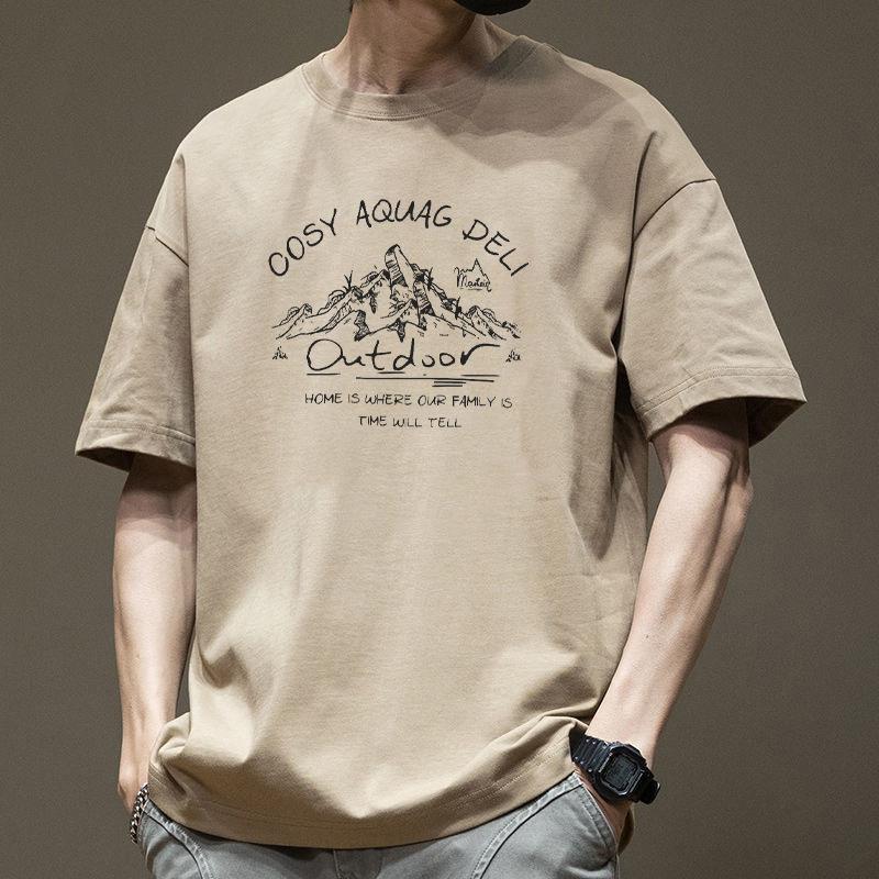 Retro tričko s krátkým rukávem pro pánskou letní módu značky, tričko z čisté bavlny s módním vzorem