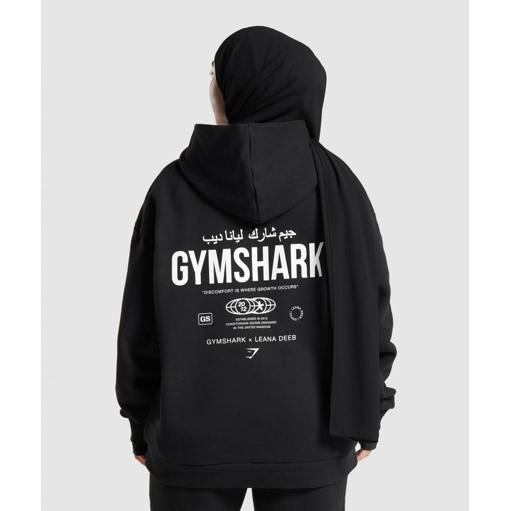 

GYMSHARK GS X Leana Deeb Oversized худи с рисунком, черный B1C1A BB2J