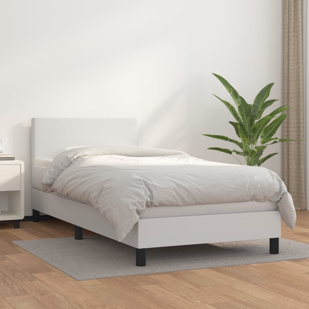 Box Spring Bed with Mattress White 80 x 200 cm Faux Leather