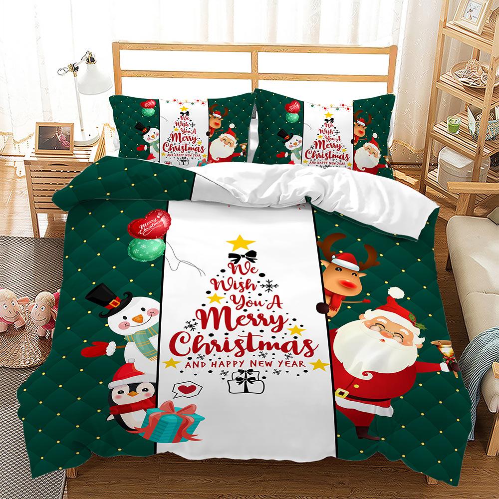 Popular Christmas Three-Piece Set Children'S Bedding Digital Printing Quilt Cover