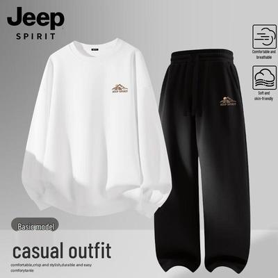 JEEP SPIRIT Men's Loose-Fit Hoodie & Straight-Leg Pants Set