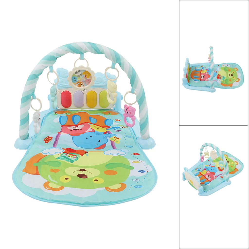 Dětská hrací podložka s pianem na kopání, ukolébavky, světla, vzdělávací, dětská hudební fitness hrací podložka, modrá
