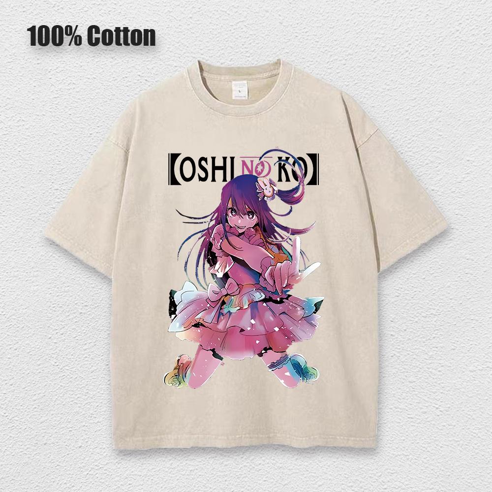 

Кислотная футболка Каваий Oshi No Ko Аниме Ай Хосино Косплей Футболка Мультяшные Фанаты Отаку Футболка Повседневная Однотонная Хлопковая Унисекс Футболка 3XL