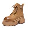 thick-soled leather Martin boots women's British style 2025 new small height-increasing brown short boots autumn and winter all-match boots
