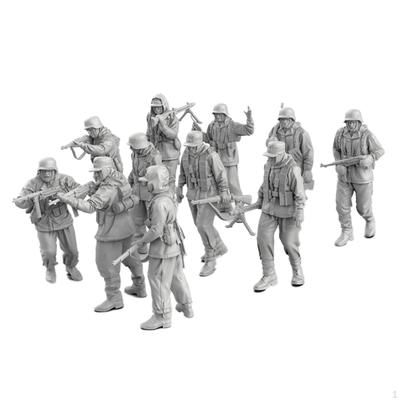 11 Pieces 1:72 Scale German Models Unpainted Playset Toys Art Diorama Layout for Miniature Scene