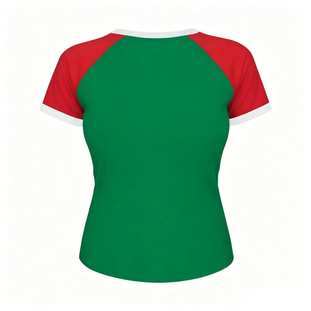 Damen Freizeit V-Ausschnitt Kurzarm Pullover T-Shirt mit Länderschriftzug-Print und Flaggen-Grafik für Sportunterstützung und täglichen Gebrauch
