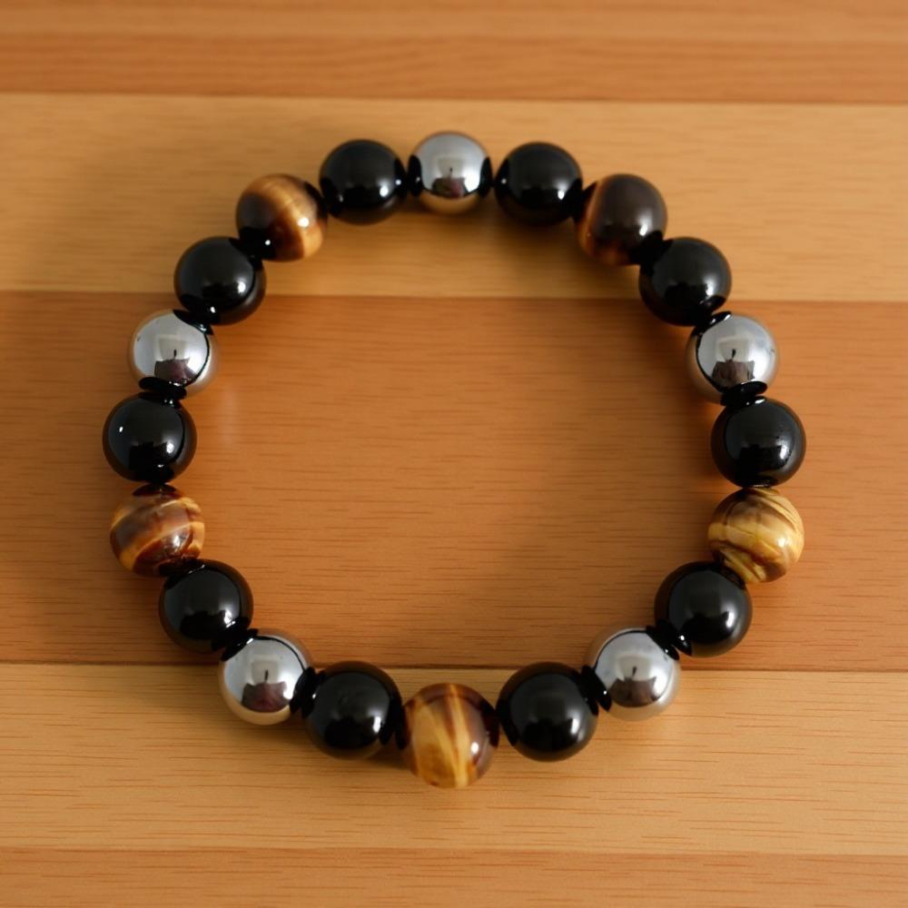 Natürliche schwarze Obsidian-Hämatit-Tigerauge-Perlen-Armbänder für Männer zum magnetischen Gesundheitsschutz für Frauen Seelenschmuck Pulsera Hombre