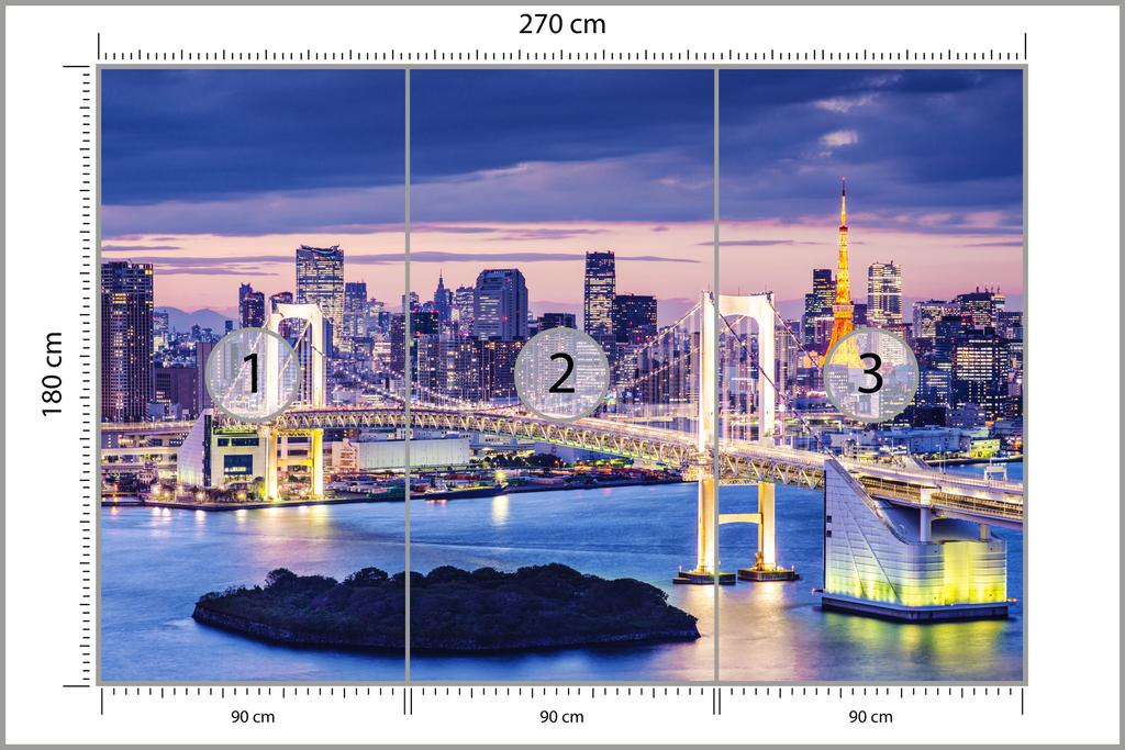 Photomural Rainbow Bridge In Tokyo  Structural Vinyl 270x180