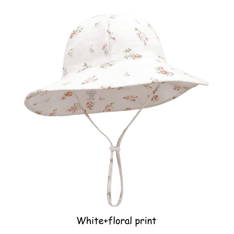 Adjustable Cotton Baby Fisherman Hat Sun Protection Breathable Cartoon Fruit Floral Print for 1-3 Years