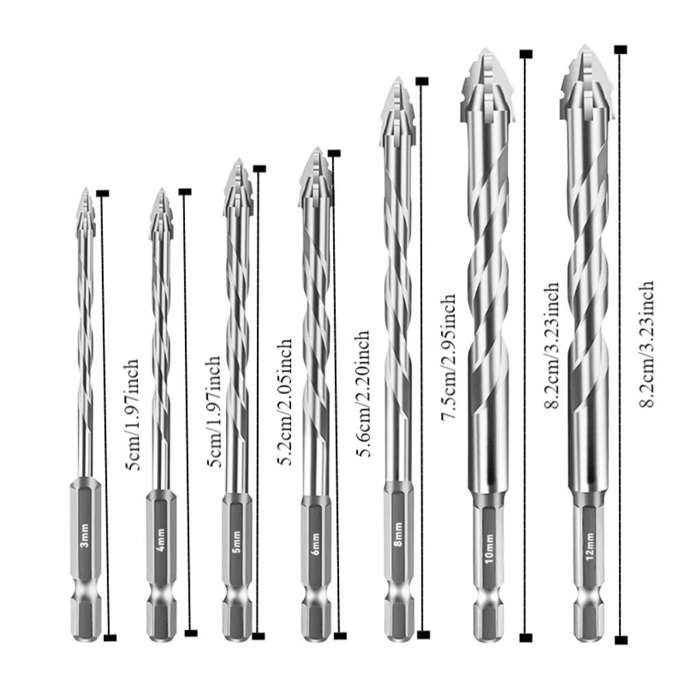 7pcs/set Precision Concrete Drill Bit High Hardness Four-Flute Sawtooth Drill Bit  Construction Site