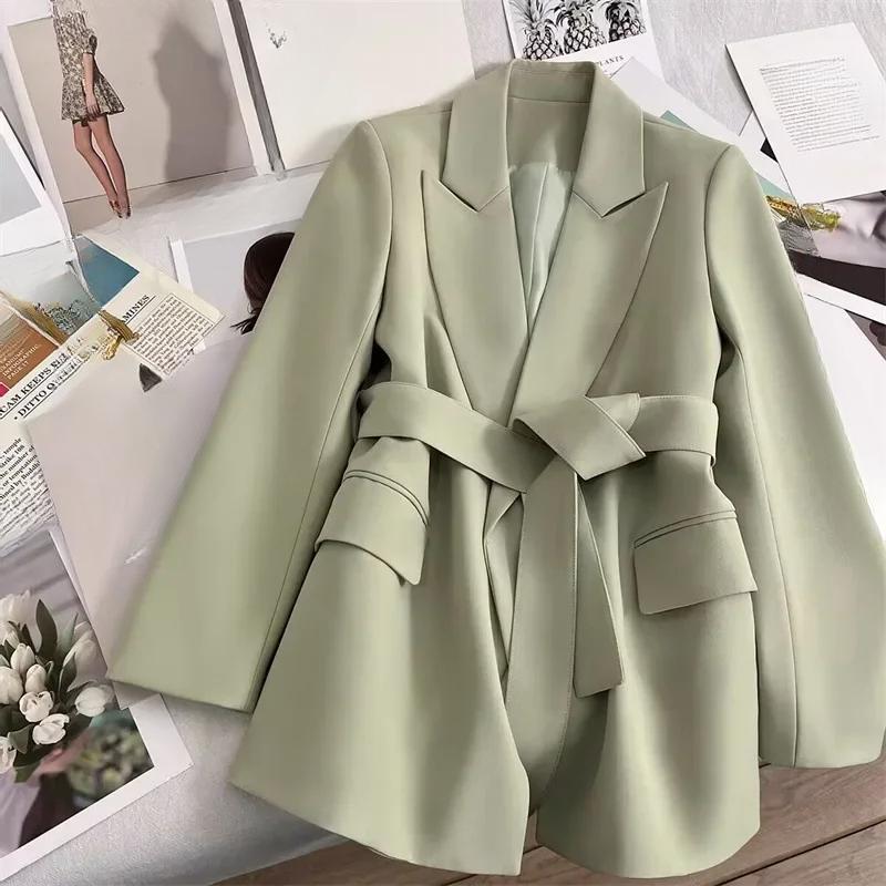 Long Sleeve Coats Pocket Jacket Office Lady Trendy Outerwears Loose Solid Elegant Blazer Fall Clothes New Products Streetwears
