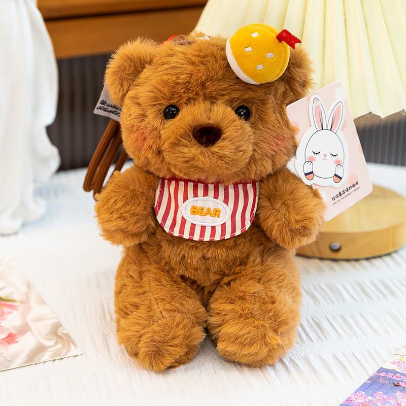 Cartoon Fox Plush Toy With Striped Outfit For Bag Decoration And Collection