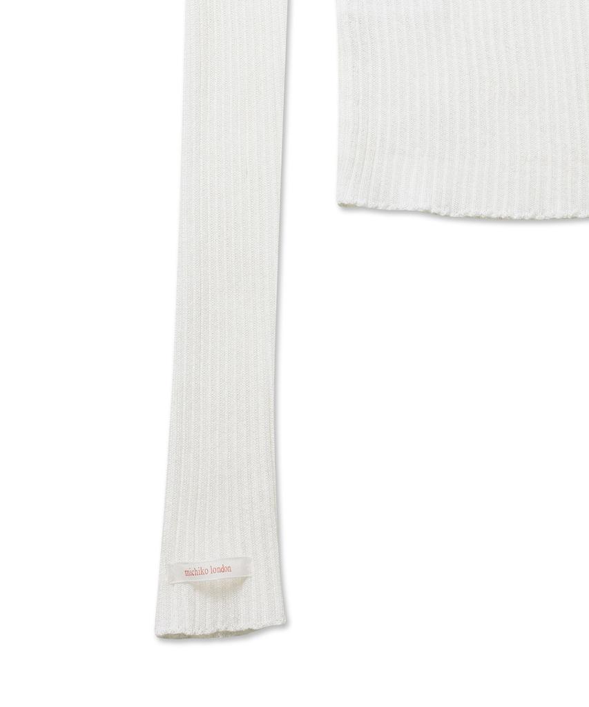 Michikoleondeonkosino Cutout Halterneck Knit Top Ivory