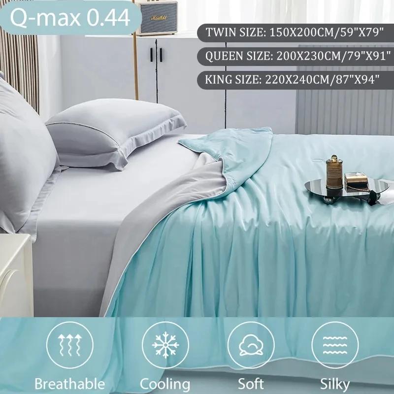 Cool Blanket for Bed Smooth Double Side Cold & Cooling Fabric Summer Quilts Silky Breathable Air Condition Comforter Queen Quilt