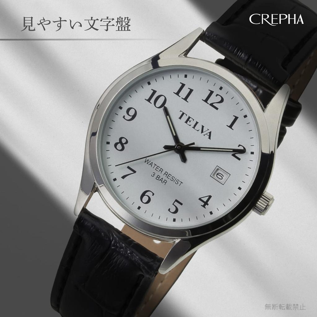 [Clefer] Analog Men's Watch Waterproof Leather Strap Black TE-AM184-WTS