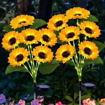 Luci LED Solari a Girasole con Simulazione, 6 Teste, con Palo Luminoso, per Giardino, Cortile, Prato, Patio, Sentiero, Lampada Decorativa per Paesaggio Notturno