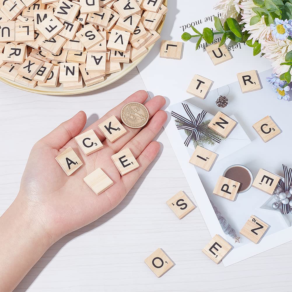 OLYCRAFT 300 Pieces Alphabet Wood Pieces, Wooden Alphabet Slices, English Letters, Wooden Puzzle, Alphabet Learning Board, Birthday, Celebration,