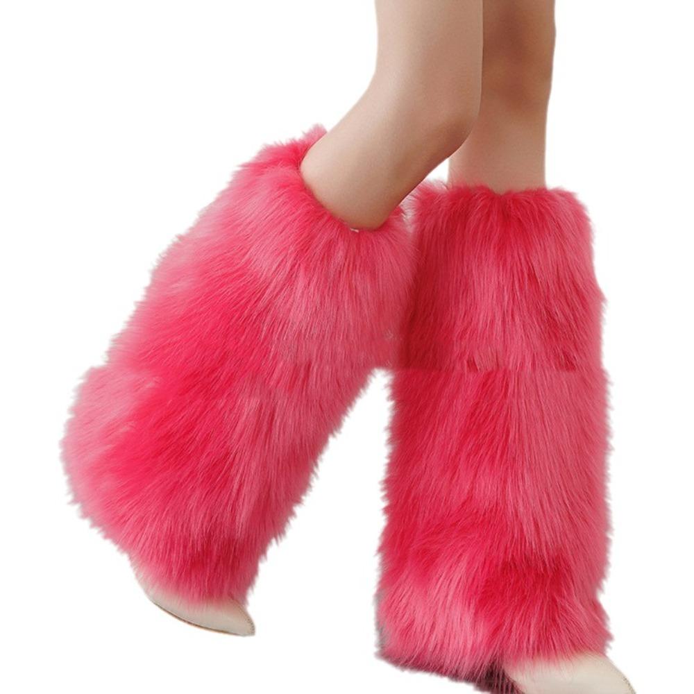 Pokrývky na boty Lolita z umělé kožešiny 40cm Dlouhé ponožky Harajuku Styl Kožešinové návleky na nohy Použití pro Cosplay
