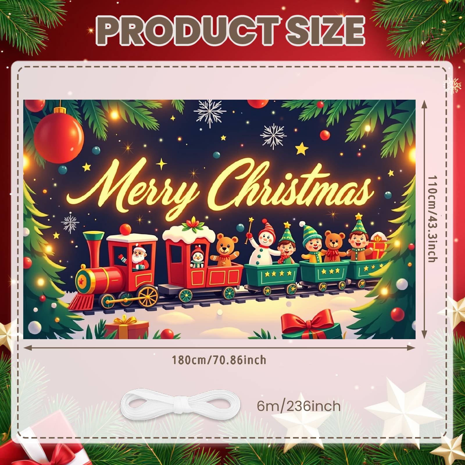Holiday Banner Elf Character Christmas Train Banner Christmas Tree Banner Colorful Design For Holiday Celebration New Year