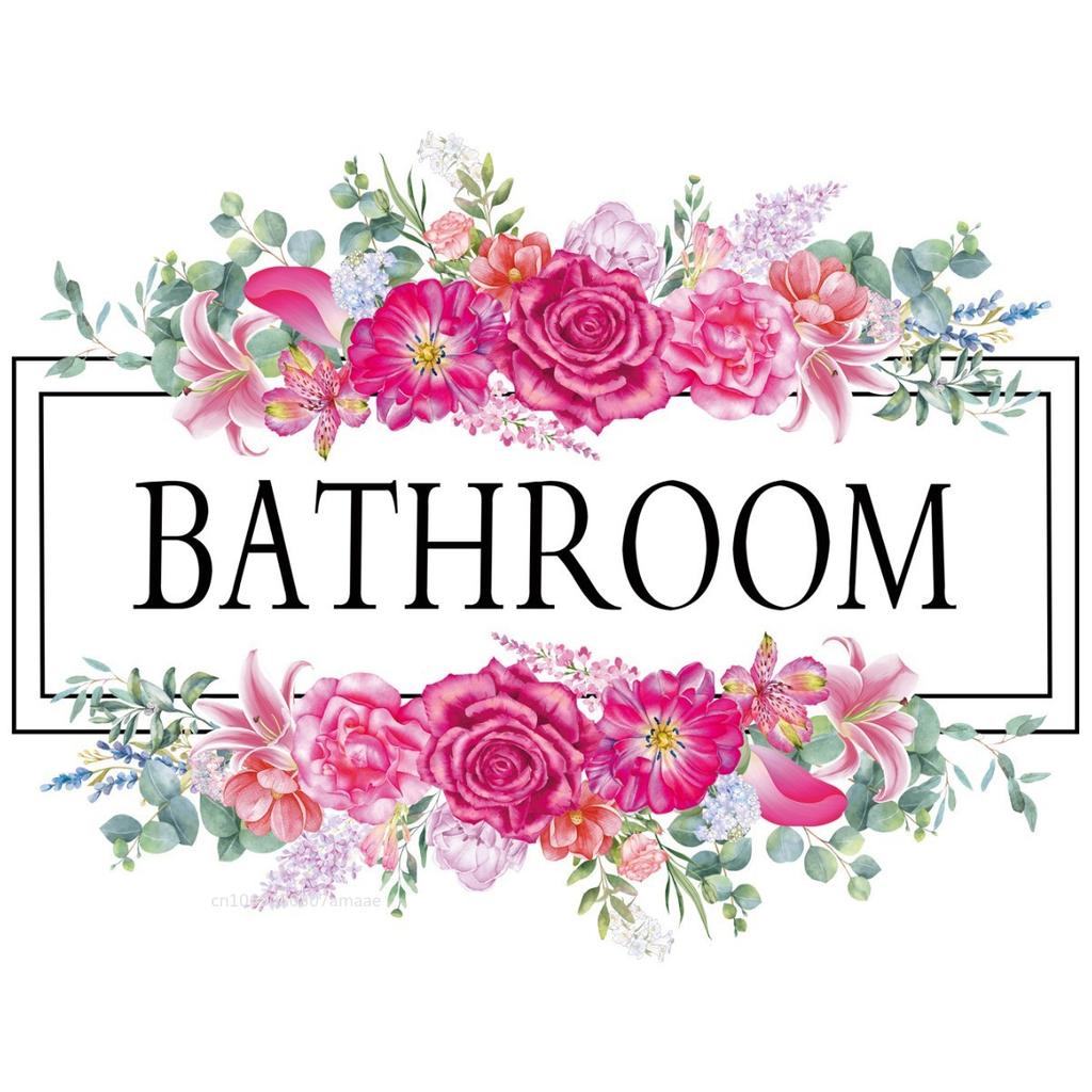 Bathroom Toilet Flower Signage Wall Stickers for Bathroom Decor Room Decor Aesthetic Home Decoration Accessories Toilet Stickers