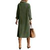 Women's Fashion Casual Color Corduroy Long-sleeved Dress With Lapel Shirt , Loose Long Skirt