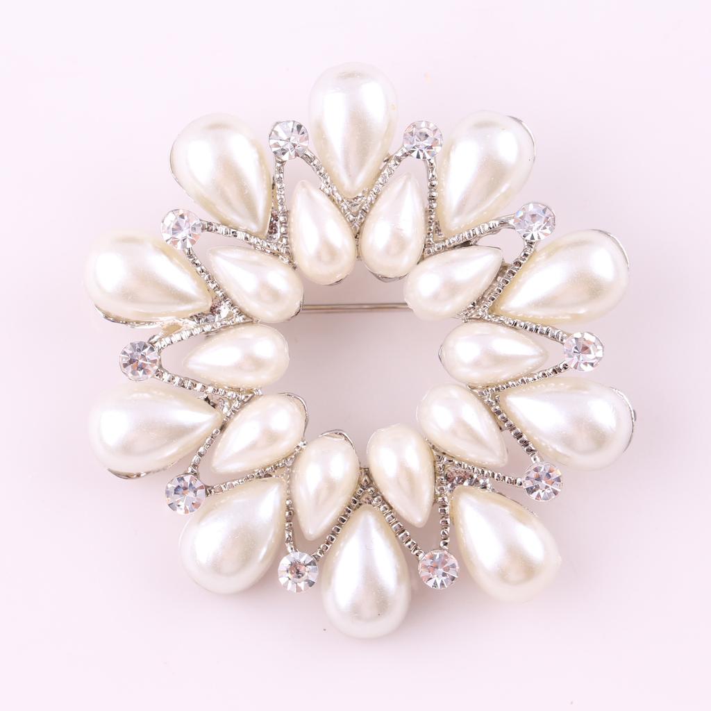 Fashion Pearl Hundred Wreath Brooch Corsage Flower Corsage Female Exquisite Ethnic Style Hypoallergenic Luxury Enamel Brooch Long-Lasting Color Gift