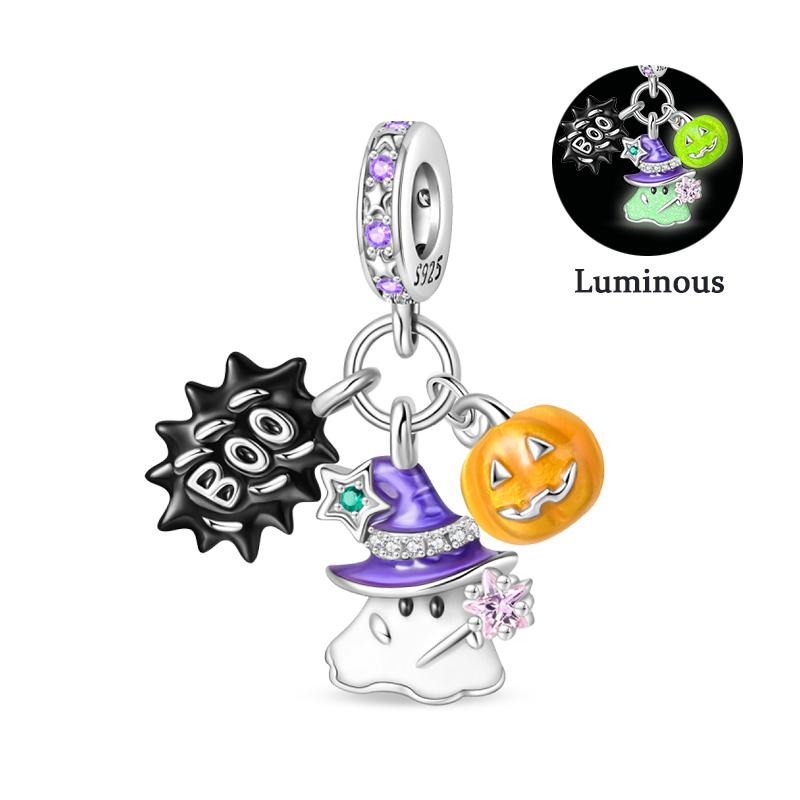 100% Copper Luminous Skeleton Ghost Clown Halloween Series Charms Beads Fit Pan Style 3Mm Diy Fine Jewelry Making