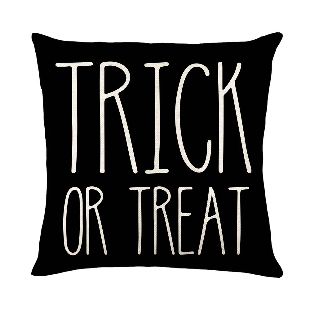 Happy Halloween Home Sofa Decoration Pillows Cushion Cover 18x18 Inches Linen Pillow Cover Halloween Pillowcase Festive Supplies