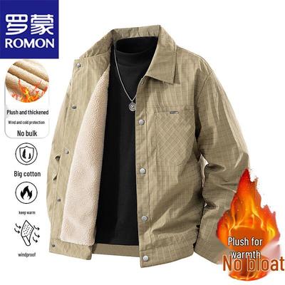 Men's Plus Velvet Lined Turn-down Collar Jacket