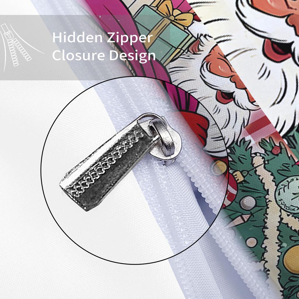 3Pcs Red Santa Claus Print Coreless Duvet Cover Set Multi Size Bedroom Holiday Bedding Decoration Soft Machine Washable