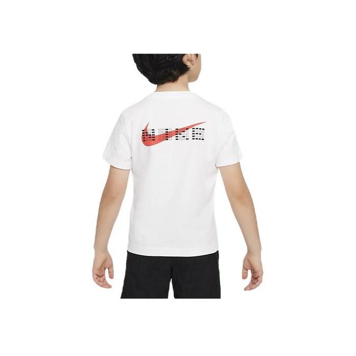 Nike T-Shirt With Logo Print Round Neck Casual Short Sleeve Kids tops White HM9280-100