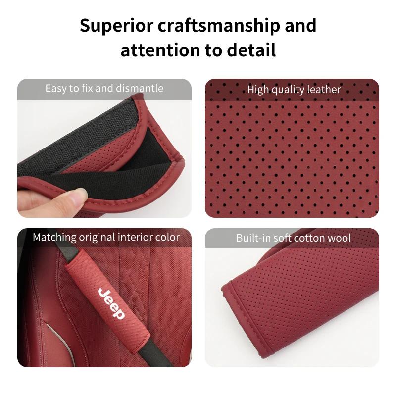 For Jeep Breathable Car Seat Belt Padding Pad Interior Accessories For Jeep Wrangler Renegade Compass Grand Cherokee JK Patri