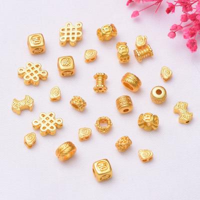 10 Stück farberhaltende antike Sandgoldperlen, verschiedene lose Perlen, handgefertigte Perlenarmbänder zum Selbermachen, Halsketten, Schmuckzubehör, Perlen mit großem Loch.