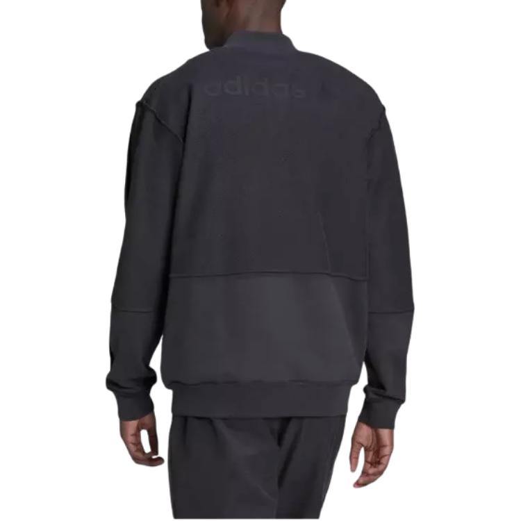 adidas Felpa da uomo con logo ricamato Originals, mezza zip, colletto alto, grigio HP0417