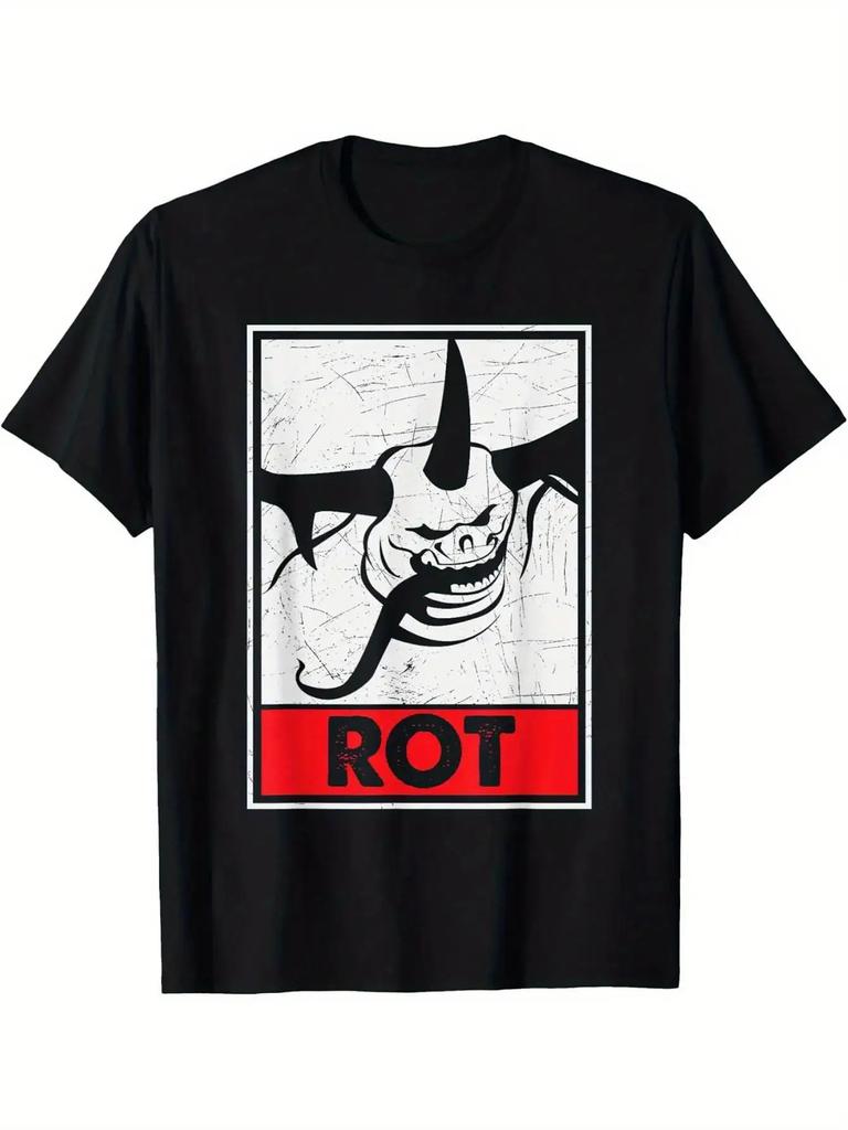 Men's Death and Decay Nurgle Rot Gothic T-Shirt - Black Skull & ROTT Print Streetwear Tee