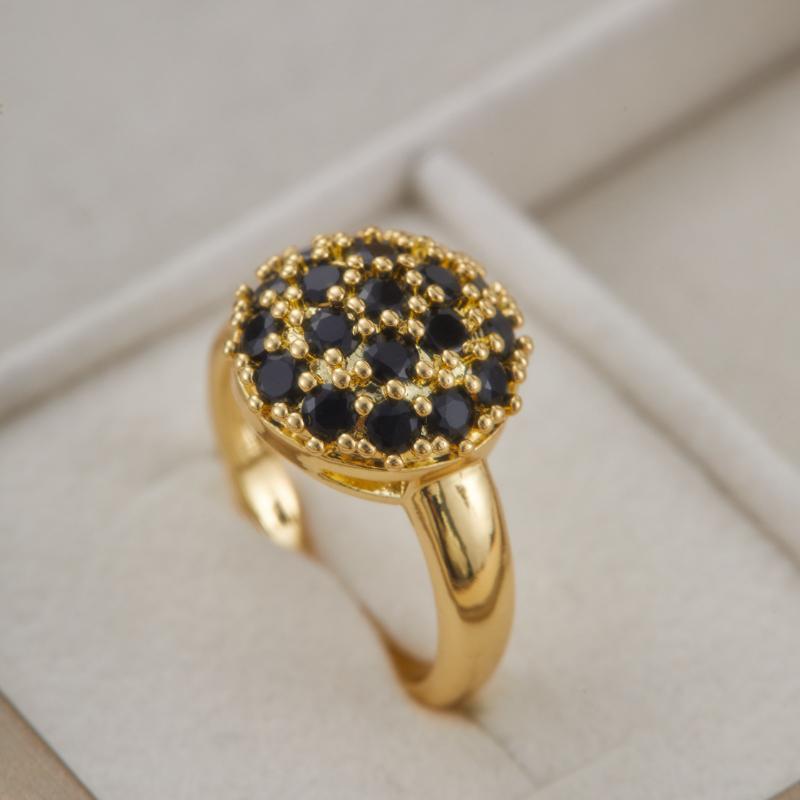1Pc Cute Female White Black Zircon Stone Gold Color Wedding Jewelry Promise Engagement Rings For Women