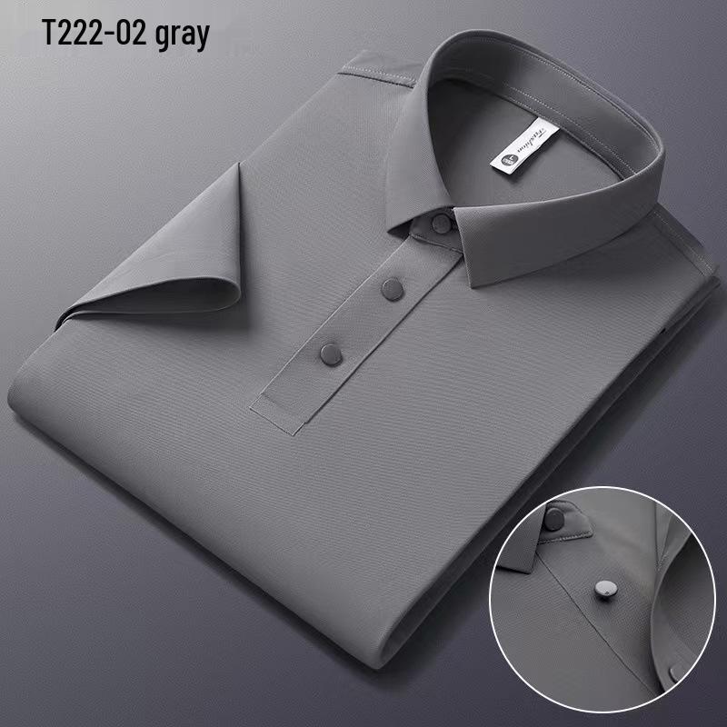 

Men s Summer Seamless Ice Silk Stretch Polo - Non-Iron, Short-Sleeve, Business Casual M