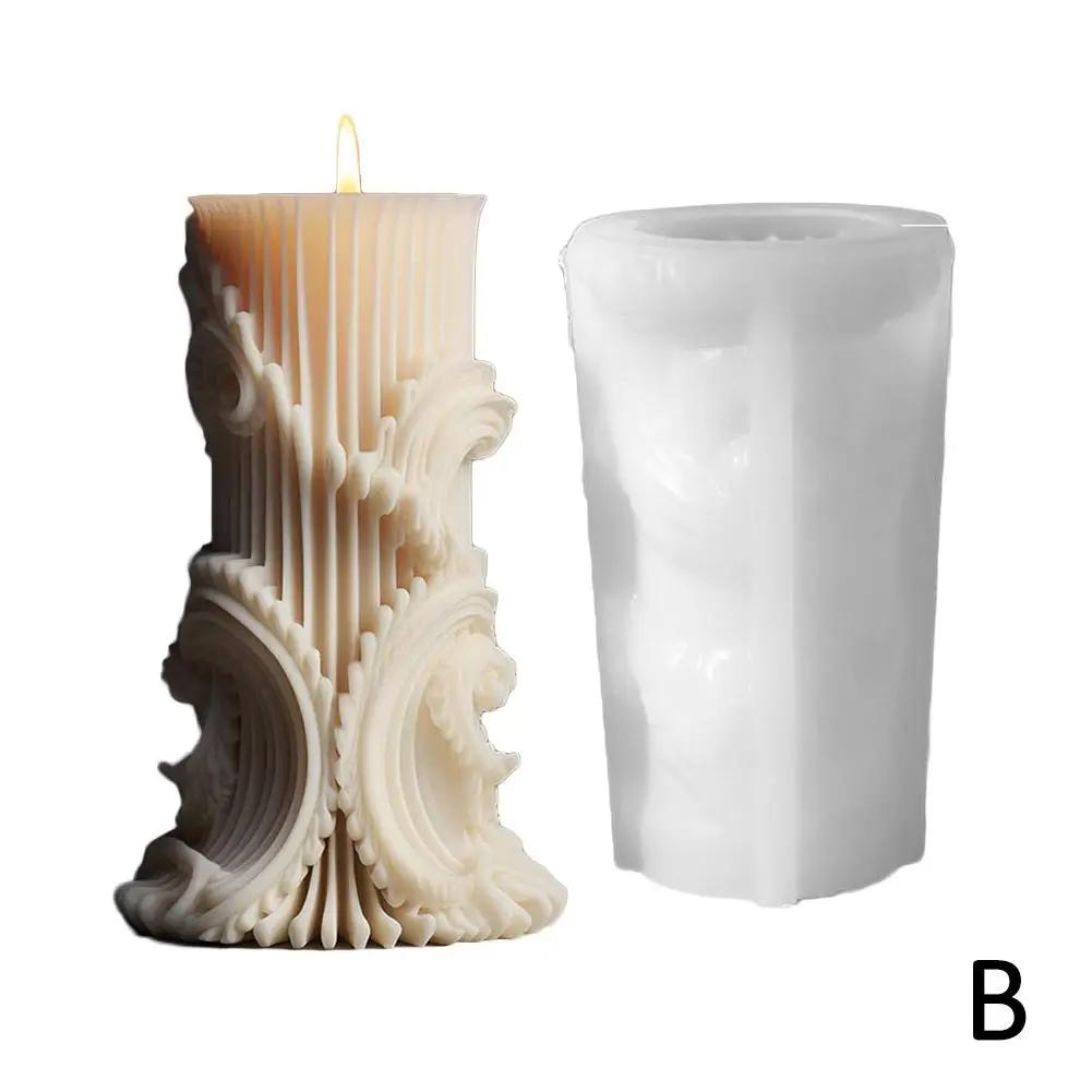 Roman Column Candle Mold DIY Handmade Aromatherapy Making Cylinder Mold Plaster Candle Resin Silicone Mould European D7K4