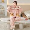 Girls Winter Warm Fleece Pajama Set Long Sleeve Cartoon Print Sleepwear Kids 8 Years