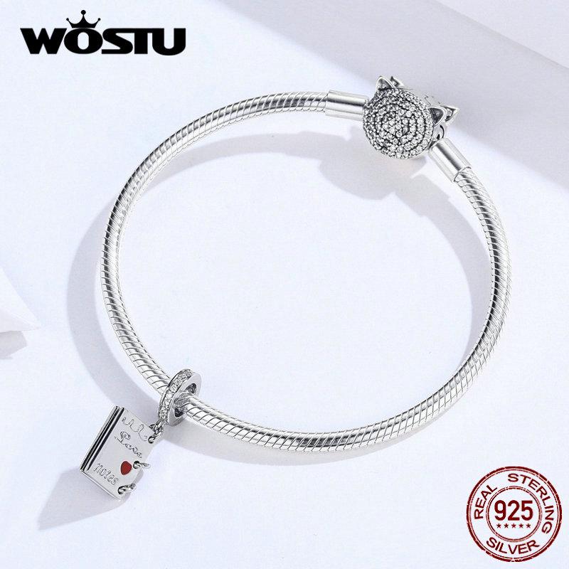 WOSTU Love Story Notebook Dangle Charms 100% 925 Sterling Silver Bead Fit Original Bracelet Pendant