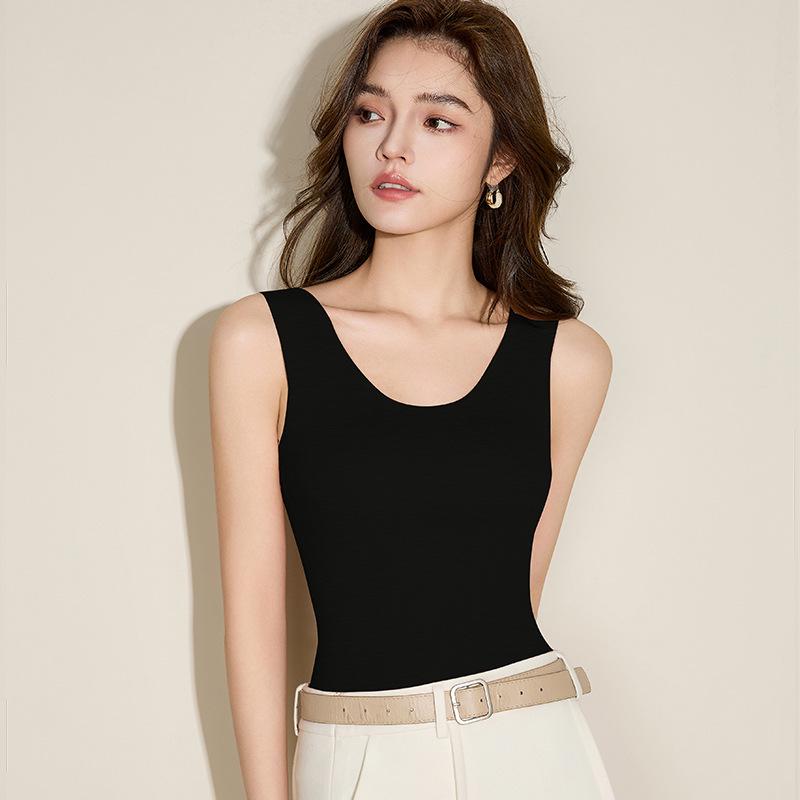 

Женский бесшовный утепленный жилет из немецкого бархата - осенне-зимнее тепло с добавлением шерсти и шелка M (85-105 lbs)