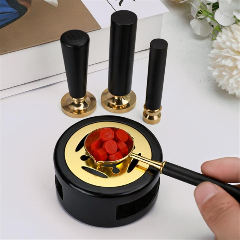 3 Pcs Wax Seal Warmer Melting Set Melting Spoon Wax Seal Stamp Handle for Stamp Sealing Gift Wrapping Private Envelope