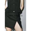 Spring New Women's Clothing Pure Desire Style Circular Lower Hem Decorated Row Button off-the-Shoulder Hanging Collar Vest 5070008